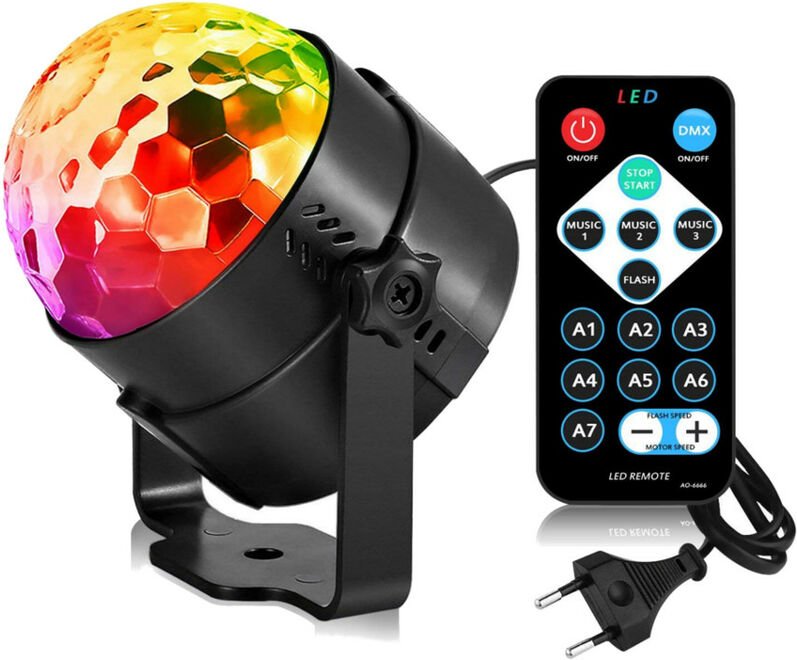 Trade-shop - Discokugel led Party Lampe Musikgesteuert Disco Lichteffekte Discolicht mit 7 Farbe rgb 360° Drehbares Part...