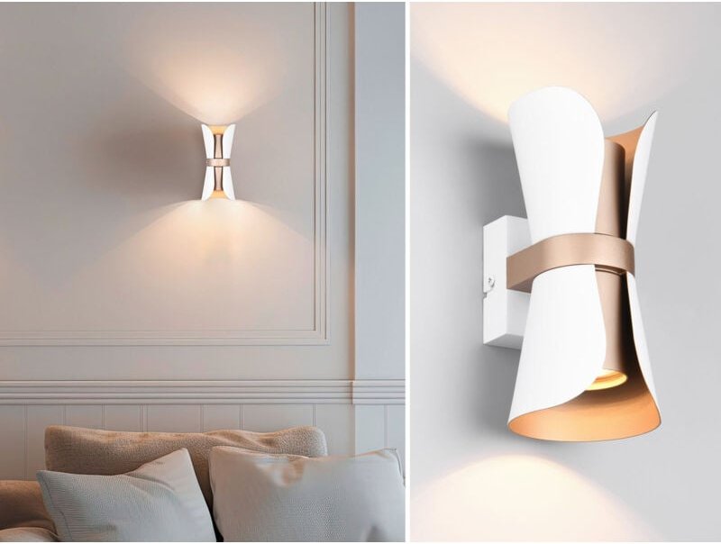 Led Wandlampe Weiß Coffee mit Updown Lichtaustritt, Höhe 21cm