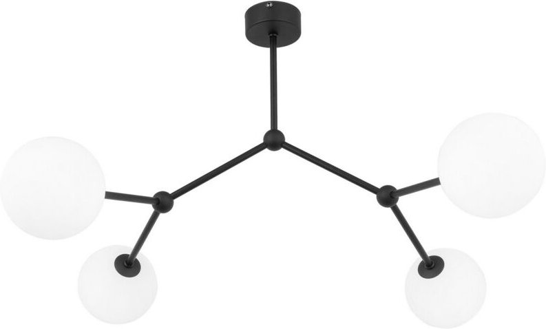 TK Fairy Globe Multi Arm Semi Flush Deckenleuchte Schwarz, Opalglas 4xG9