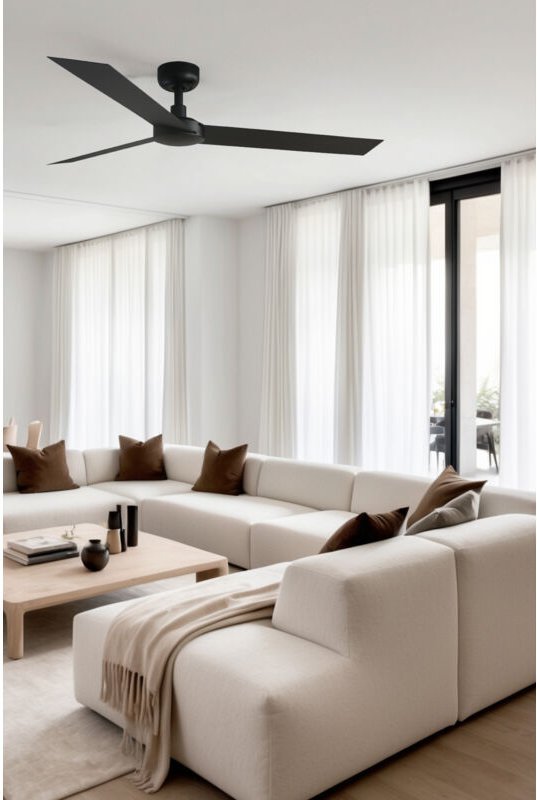 Faro Cruiser Großer Deckenventilator mit 3 Flügeln, mattschwarz, Tuya Smart System