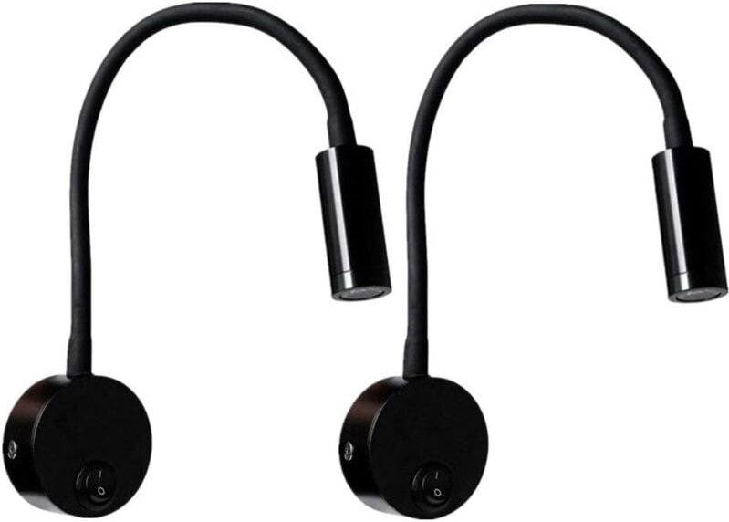 Linghhang - 2 Stück LED-Wandleselampe in Schwarz, Schreibtischlampe mit warmweißem Licht und Augenschutzdesign, Nachttis...