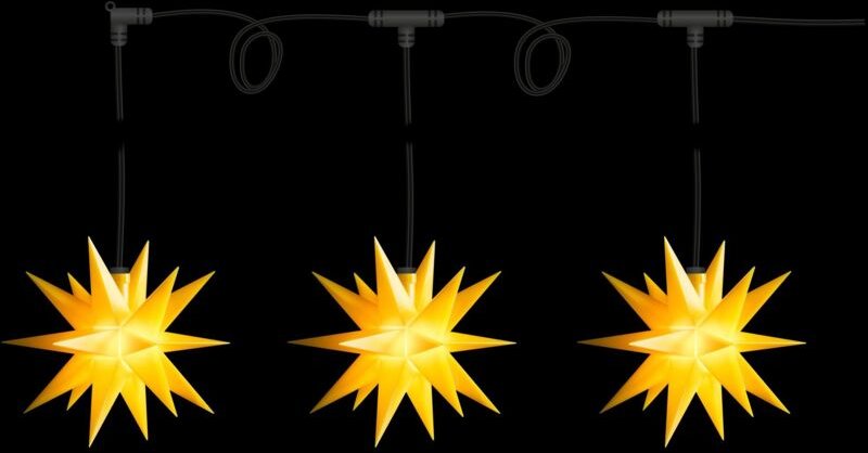 Sterntaler Sternenkette Weihnachtsstern Kette 3 Sterne 18 Zacker 12cm Außen LED Batterie mit Timer