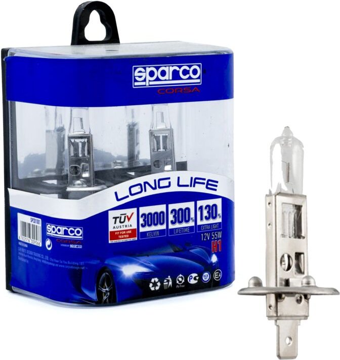 Sparco Halogenlampen H1 12V 3000K Gelb 55W P14.5s, 2 Stück