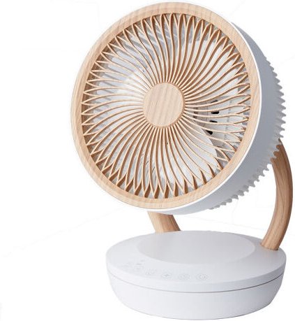 Fabrilamp - Tischventilator Nachtigall weiß/Holz 45w 3vel 3asp Fernbedienung, Timer, Touch 35,7x25,5x19,3cm