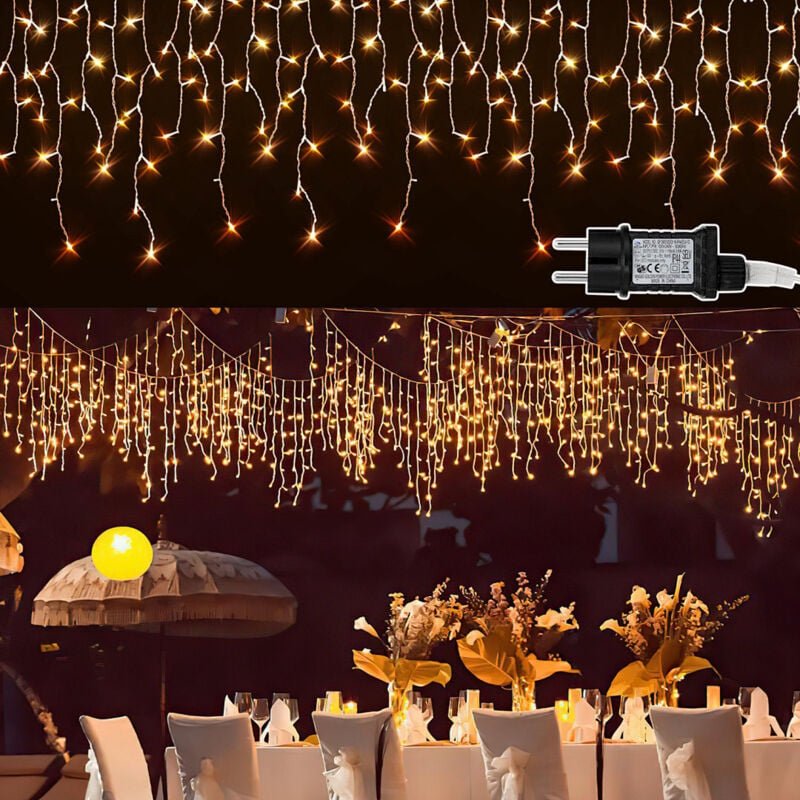 Wolketon LED-Lichterkette Eisregen LED-Lichtervorhang für Außen Innen Lichterkettenvorhang mit 8 Modi IP44 Wasserfest We...