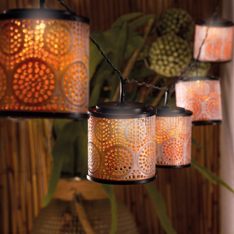 esotec Solar Laternen-Lichterkette Marokko altweiß-kupfer wetterfest 102804