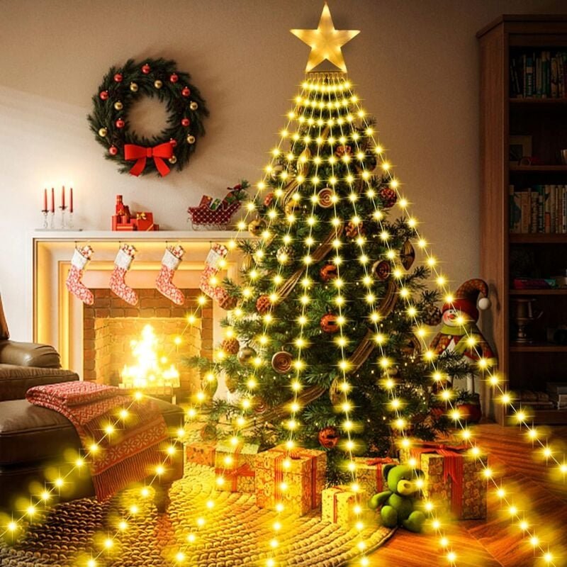 WEIHNACHTSBAUMBELEUCHTUNG mit Stern, außen und innen, für den Weihnachtsbaum