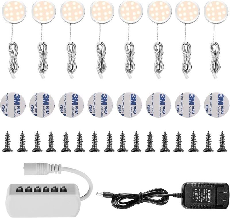 LED Unterbauleuchte, Unterschrankbeleuchtung, Vitrinen-Einbaustrahler, 16W, für Schrank, Möbel, Schrank, Küche, Warmweiß...