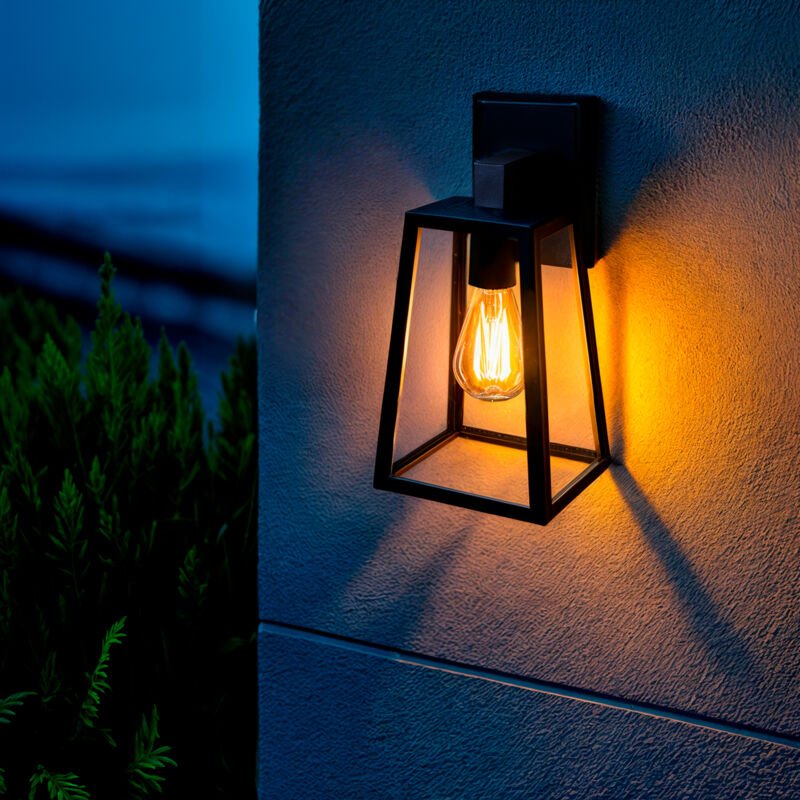 Wandleuchte Aussen Aluminium und Glas Karan Schwarz