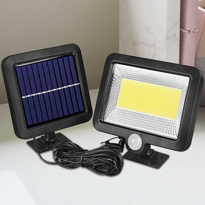 Solarstrahler mit 100 LEDs, XVZ Solarleuchte mit Bewegungsmelder, IP65 wasserdicht, Solar-Terrassenwandleuchte mit 5 m K...