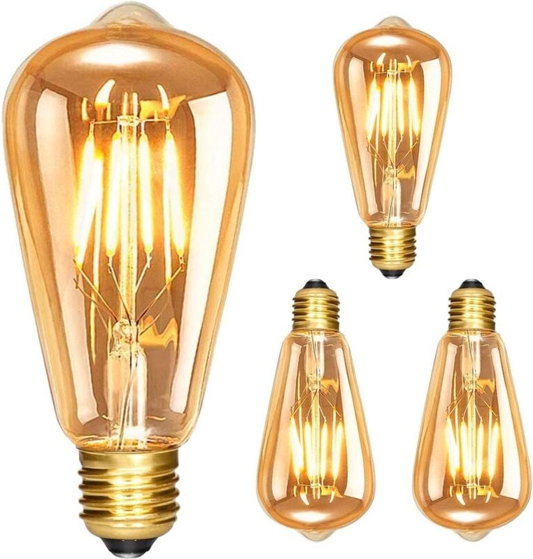 E27 Vintage Edison Glühbirne, dimmbar ST64 6W Edison LED Lampe, 3 Stück Retro Glühbirne, Warmweiß 560LM