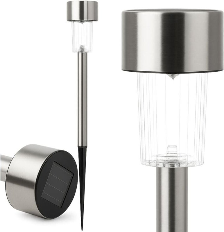 Solar-Gartenleuchte, LED, mit Dämmerungssensor, Mast, 35 cm, silber