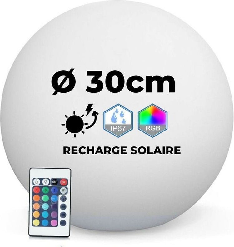 Europalamp - Mehrfarbige Solar-LED-Leuchtkugel 30CM