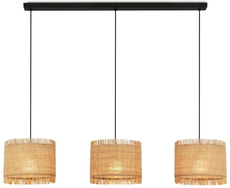 Borra Pendelleuchte, Strohschirm, 3-Flammig, Boho-Stil, E27 Fassung, Natur, 110 x 25 x 120 cm - Briloner