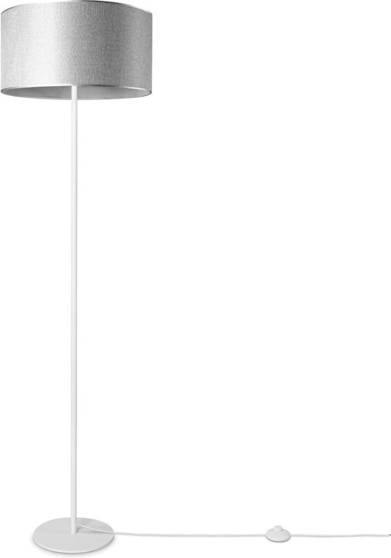 Stehleuchte Wohnzimmer Stoffschirm Tischlampe Textil Schirm E27 Nachtlicht Grau (Ø38 cm), Stehleuchte-Weiß - Typ 2 - Pac...