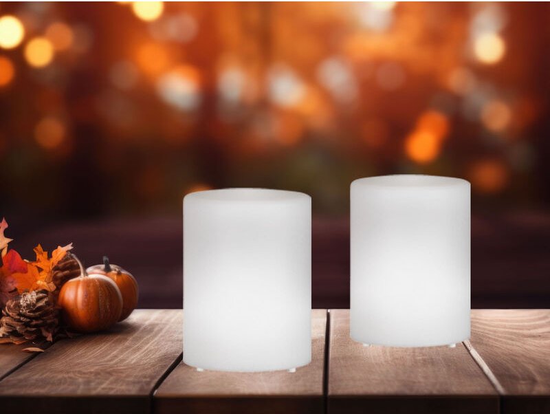 Meinewunschleuchte - 2er set Outdoor rgb Tischleuchten 15cm mit Fernbedienung, usb & Solar aufladbar