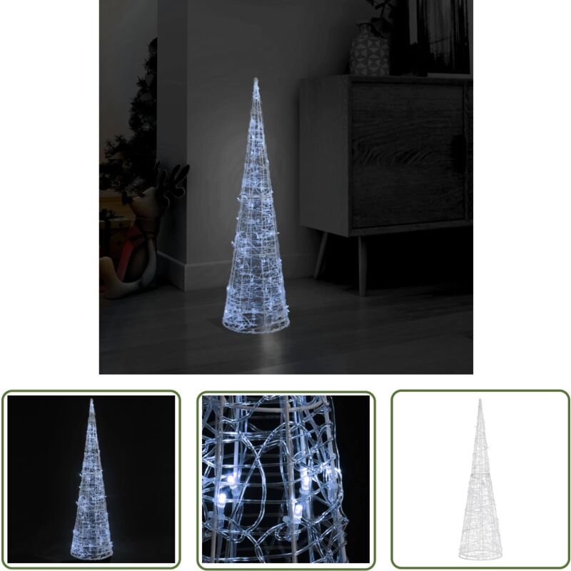 LED-Kegel Acryl Weihnachtsdeko Pyramide Kaltweiß 90 cm - Weihnachtsdekoration - LED-Lichterkette - Lichtkegel - Winterde...
