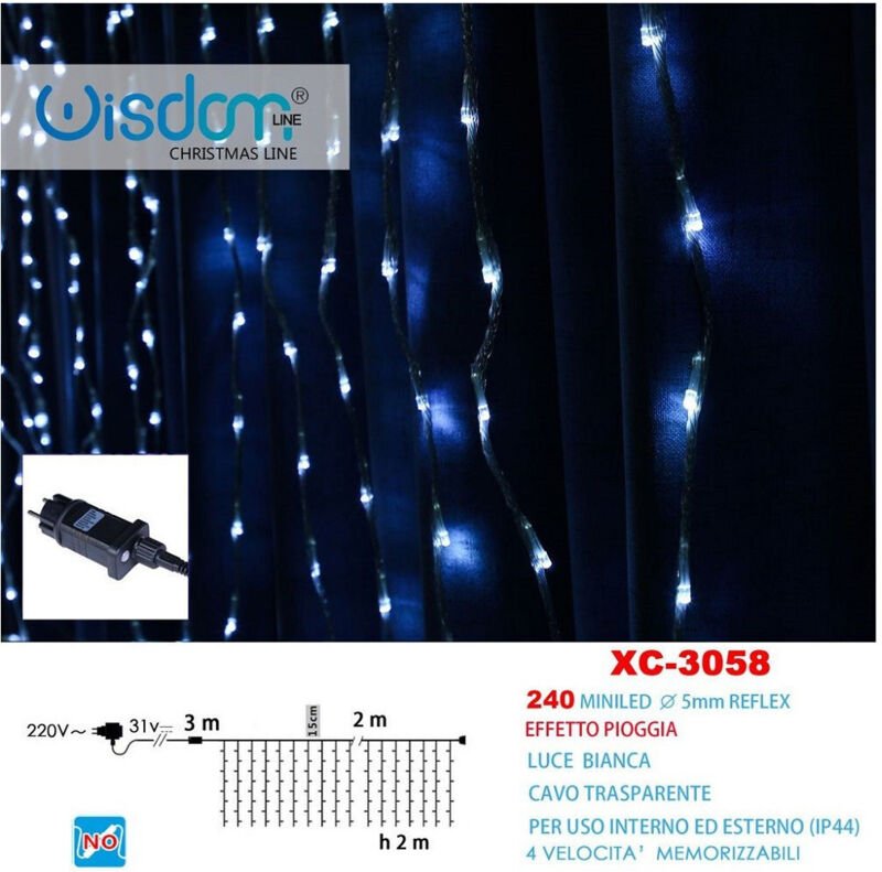 Thumbnail - Trade Shop Traesio - Trade Shop - luminosa natalizia 240 mini led effetto piogetto luce bianca IP44 XC-3058 -