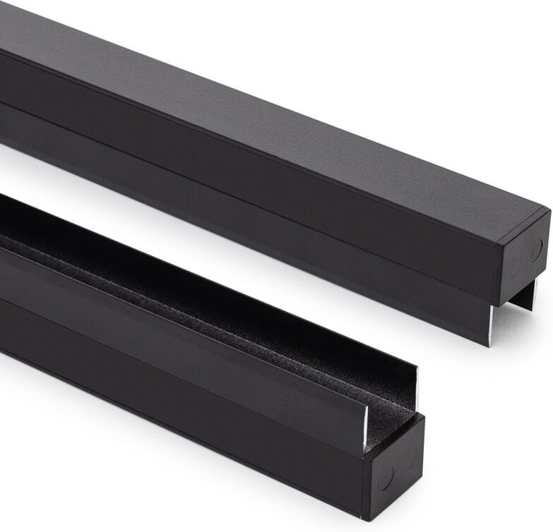 Aluminiumprofil Regal für led Streifen bis 12 mm mit durchgehender Abdeckung Schwarz 2 m Schwarz transluzent