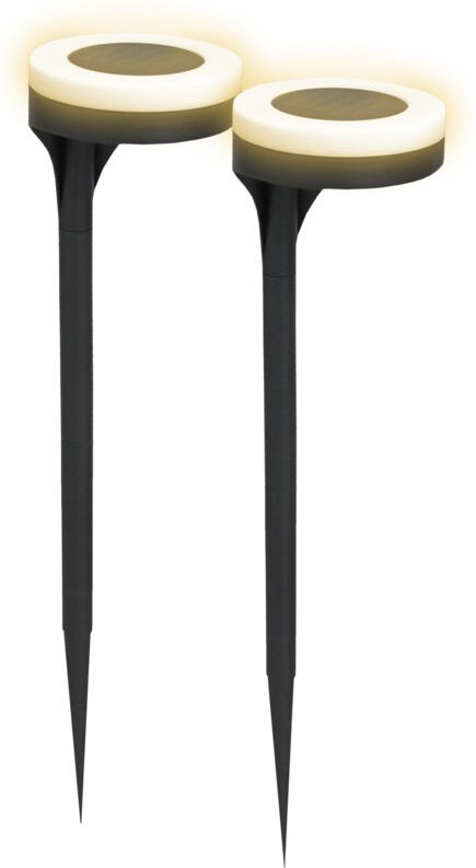 Led Solar Wegeleuchte 45 cm warm weiß - 2er Set - Gehweg Lampe mit Erdspieß - Garten Deko Beleuchtung