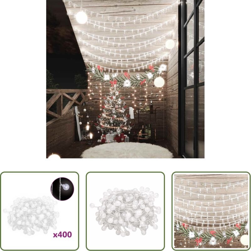 vidaXL Dekoration - Lichterkette Kugeln 40 m 400 LED Kaltweiß 8 Funktionen