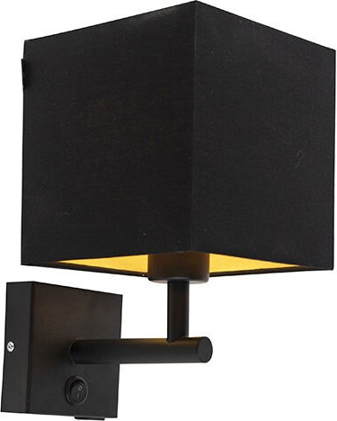 Schwarze Wandleuchte mit usb und quadratischem Schwarzschirm - Combi 1