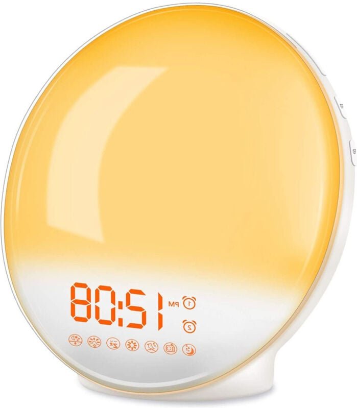 Vtizikl Lumière de réveil LED réveil électronique lumière d'ambiance colorée coucher de soleil lumière de chevet réveil ...