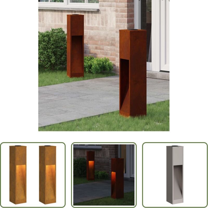 Außenbeleuchtung - Solar LED Wegeleuchte 2 pcs Bronze Wetterfeststahl