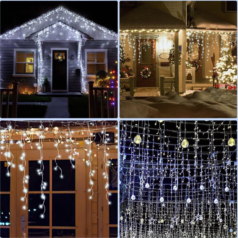 Thumbnail - Swanew 10M 200 led Lichterkette led Eisregen Schneefall Weihnachtsbeleuchtung Lichtervorhang IP44 8 Modi mit Stecker Auß...