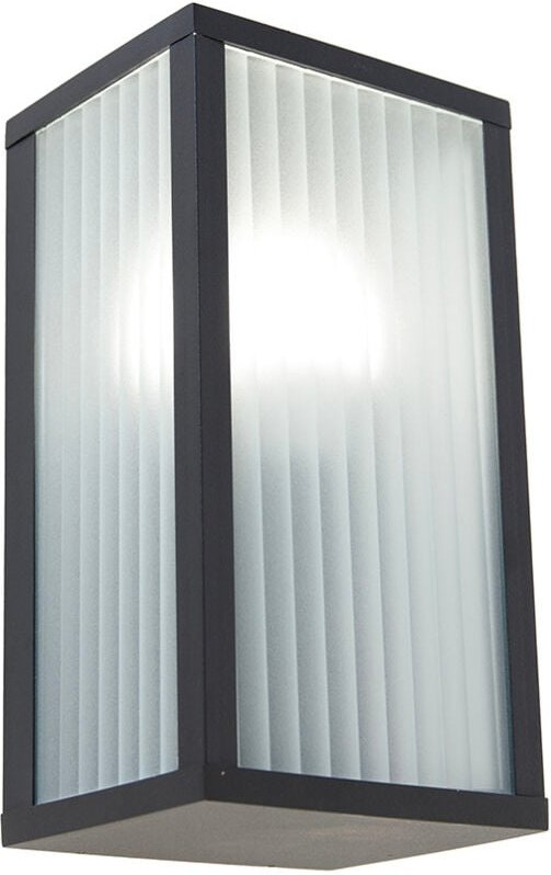 Smarte Außenwandleuchte schwarz mit geripptem Glas inkl. wlan A60 - Charlois