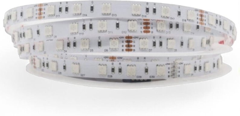 Trade Shop - STRISCIA LED FLESSIBILE 500W SMD RGB 60 LED/MT 24V BOBINA DA 50 MT IP20 50M-24V-RGB -