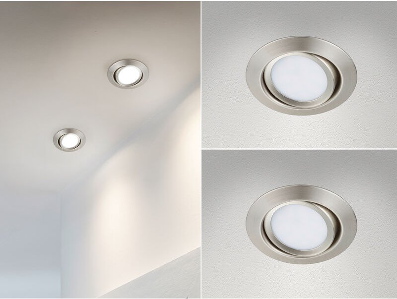Trio Leuchten - Runder led Einbaustrahler Decke Doppelpack schwenkbar Silber matt 5 Watt