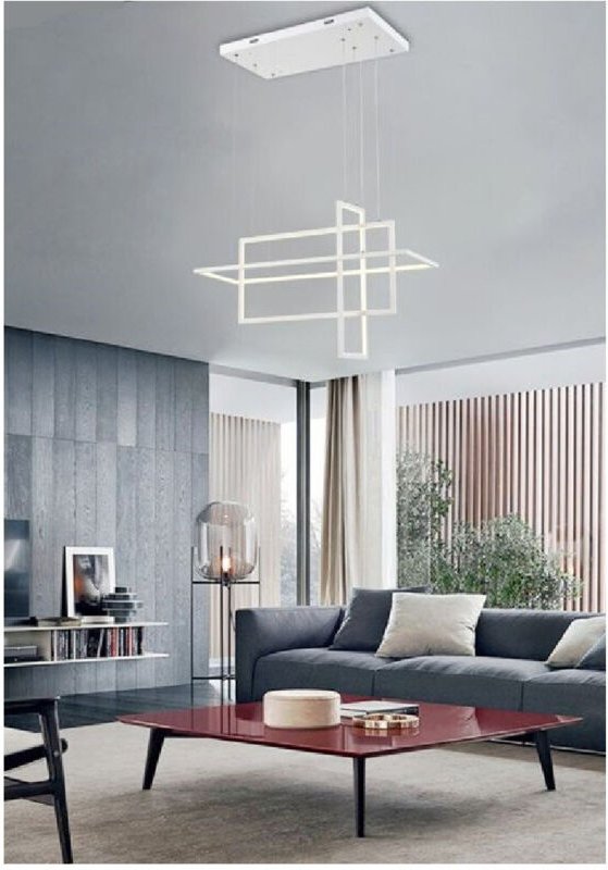 Trade Shop - moderne 3-RECHTECKIGE pendelleuchte kronleuchter 4000K 3000K 6500K weiss LP-35 -