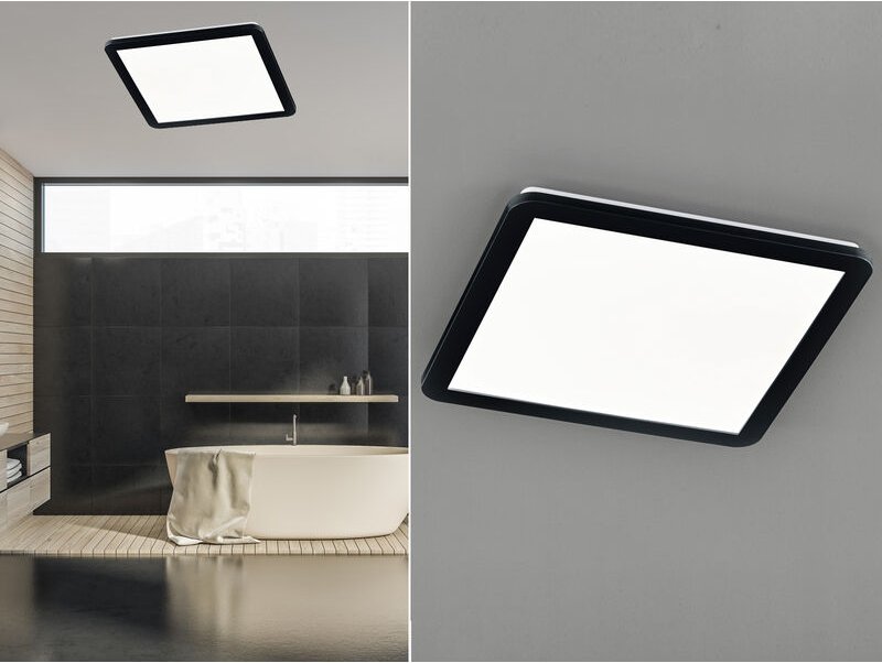 Trio Lighting - led Deckenleuchte camilla Schwarz matt mit Switch Dimmer IP44, Quadrat 40cm
