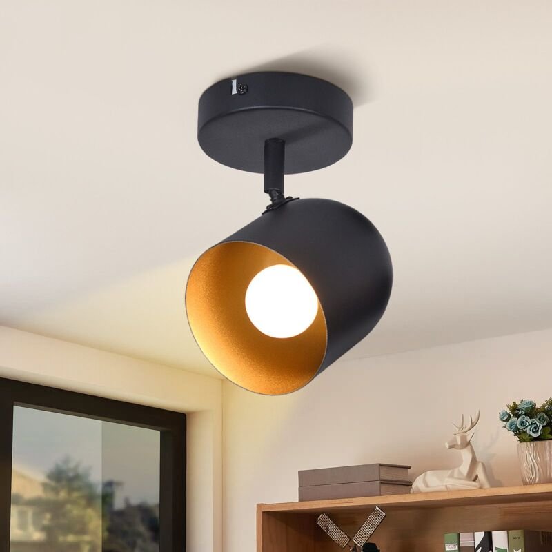 Deckenstrahler 1 Flammig Deckenleuchte Vintage: E14 retro Spots Deckenlampe Küche in Schwarzgold industrial Strahler Dec...