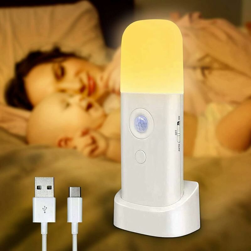 Thumbnail - Wiederaufladbares LED-Nachtlicht für Erwachsene, 2000 mAh Lampe mit Bewegungsmelder für den Innenbereich, einstellbare H...