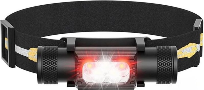 Wiederaufladbare, leuchtend rote Stirnlampe H05B, 1200 Lumen, leichte Taschenlampe mit Rotlicht, verstellbarem Kopfband,...