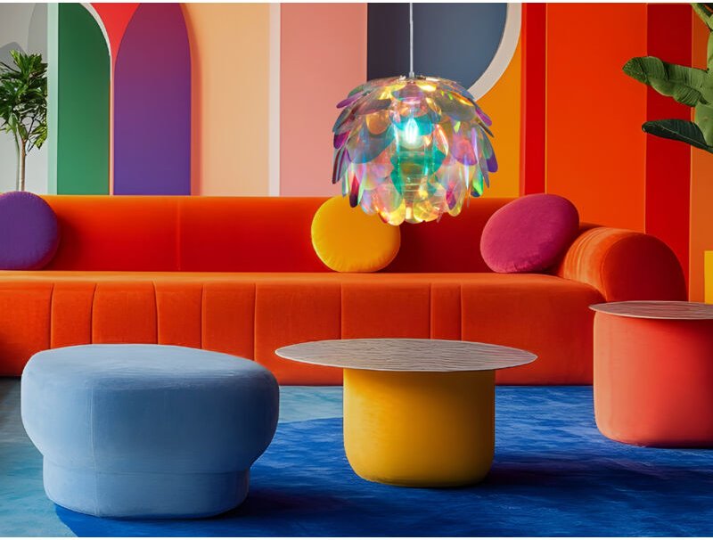 Reality Leuchten - Verspielte Pendelleuchte clover mit bunten Kunststoffblättern, ø 40cm