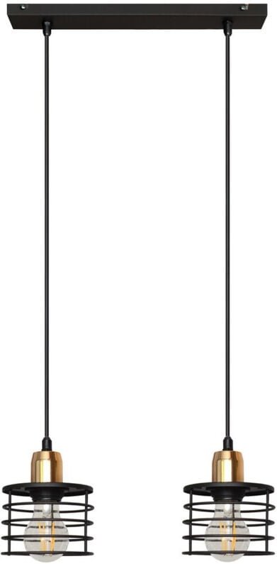 Thumbnail - Edison Straight Bar Pendel-Deckenleuchte Schwarz, Kupfer 40cm - Helam