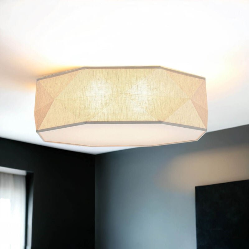 Thumbnail - Licht-erlebnisse - Deckenlampe Stoffschirm 4x E27 blendarm Grau-Beige b: 52 cm Modern Deckenleuchte Wohnzimmer