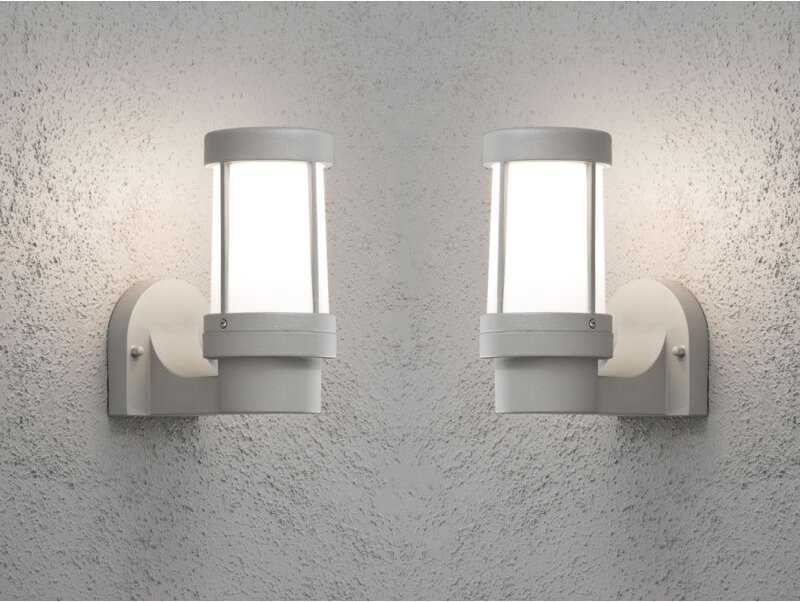 Konstsmide - 2er set Außenwandleuchten aus Aluminium Grau mit Acrylglas, Höhe 23,5cm