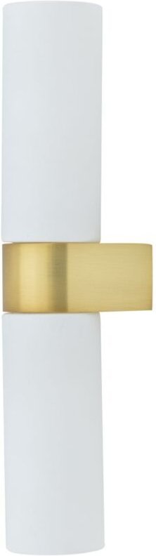 Spiegelleuchte IP44 29.5 cm hoch in Messing Weiß 2-flammig G9 Aluminium Glas Modern Wandlampe Bad