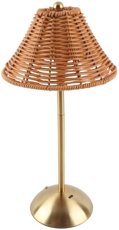 Kabellose Boho-Tischleuchte aus Rattan, wiederaufladbares, dimmbares LED-Licht mit 3 Farbtemperatureinstellungen, für Wo...