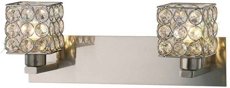 Inspired Diyas - Elsa - Wandleuchte 2 Light Satin Nickel, Kristall