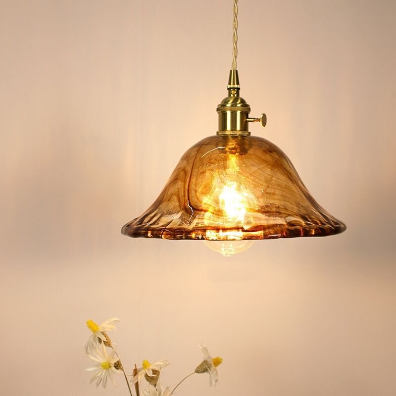 Jahrgang Pendelleuchte Bernstein Deckenleuchte Design Kreative Lampenschirm Hängelampe Glas Kronleuchter - Ø25CM