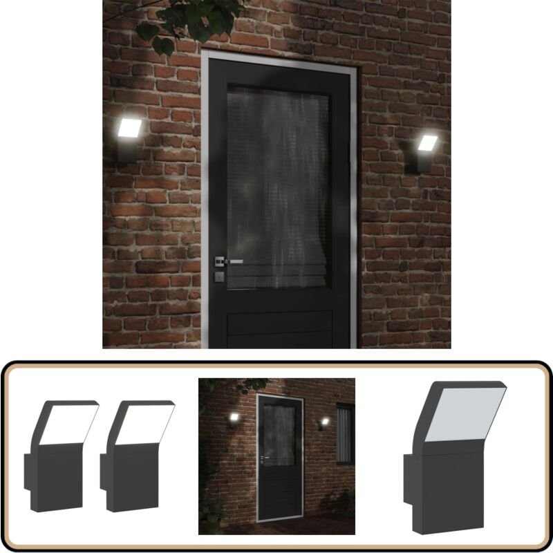 LED-Außenwandleuchten 2 Stk. Schwarz Aluminiumdruckguss - LED-Lampe - Außenleuchte - Wandleuchte - Gartenbeleuchtung - E...