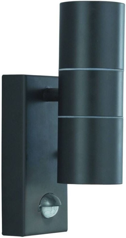 Outdoor - Outdoor Up Down Wall 2 Hellschwarzes Aluminiumguss mit Bewegungssensor IP44, GU10 - Searchlight