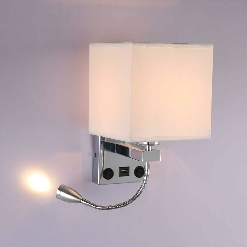 Thumbnail - Gabrielle Nachttisch-Wandleuchte, LED-Leseleuchte, moderne Wandleuchte aus poliertem Chrom mit verstellbarem Schwanenhal...