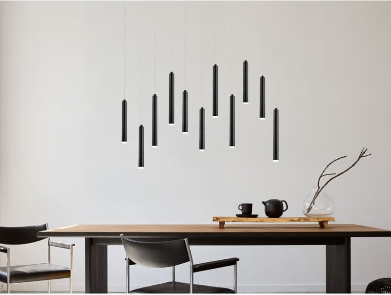 Defibrico - led Pendelleuchte tubular mehrflammig Schwarz - 3 Stufen dimmbar, b: 115cm