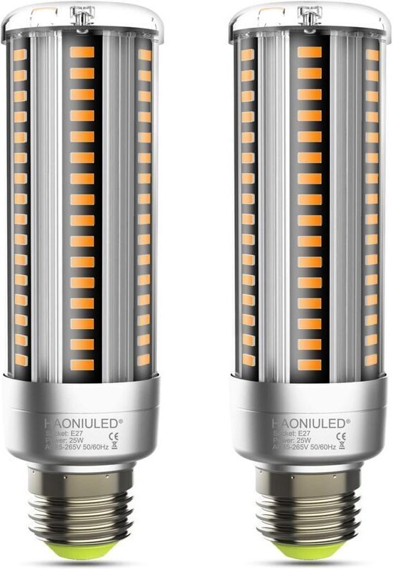 E27 25W LED-Lampe, warmweiß (2700K), 360° Abstrahlwinkel, nicht dimmbar, flimmerfrei, E27-Maiskolbenform, 2er-Pack